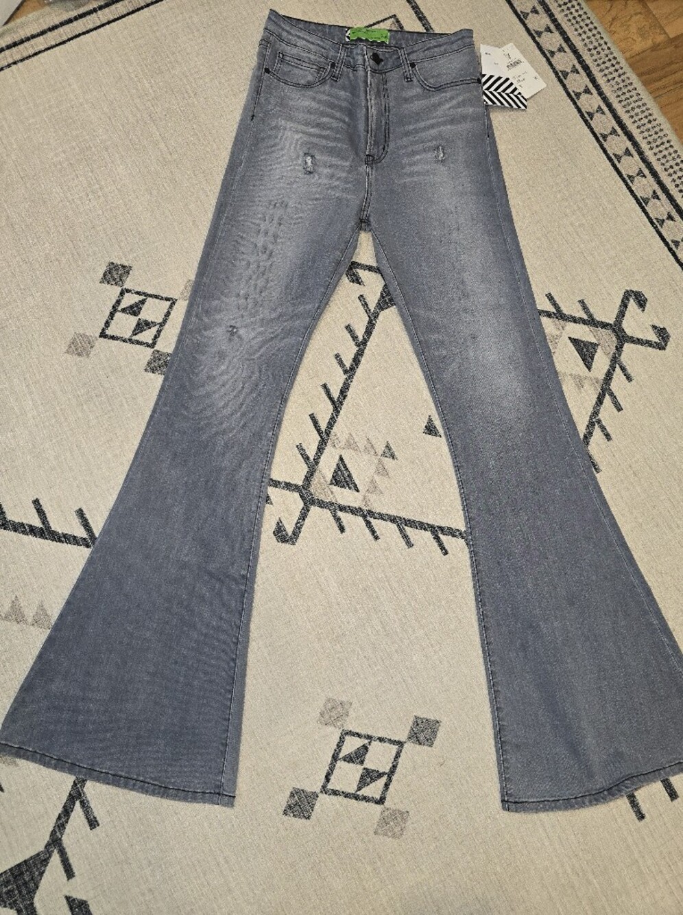 Sandrine Rose x Free People Super Flare Jeans Black Grey 28 The Virgin Label